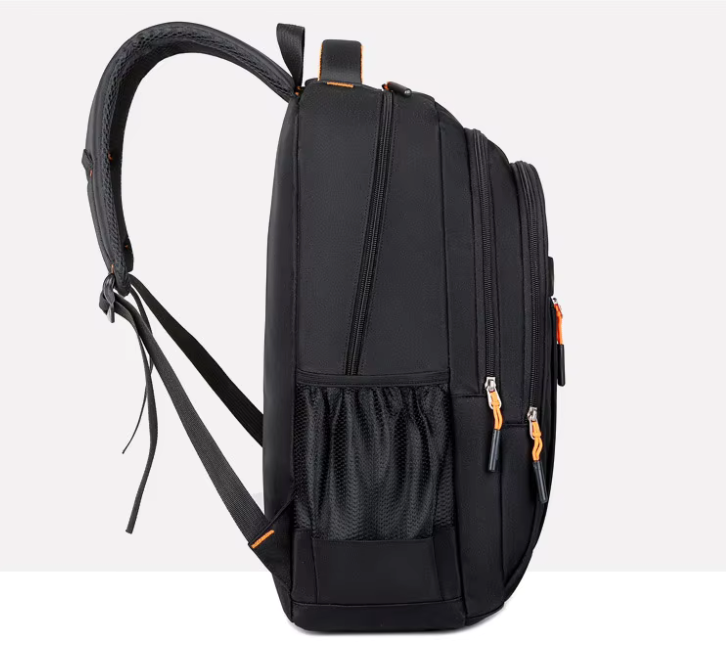 Mochila Masculina Oxford na Cor Preta com Bolso Externo