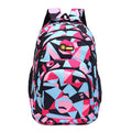 Mochila Feminina Escolar Mozaico Colorida com Bolso Externo