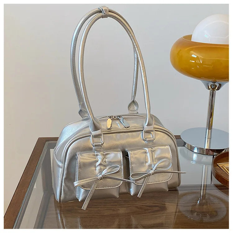 Bolsa Feminina de Ombro em Couro Fashion com Laço