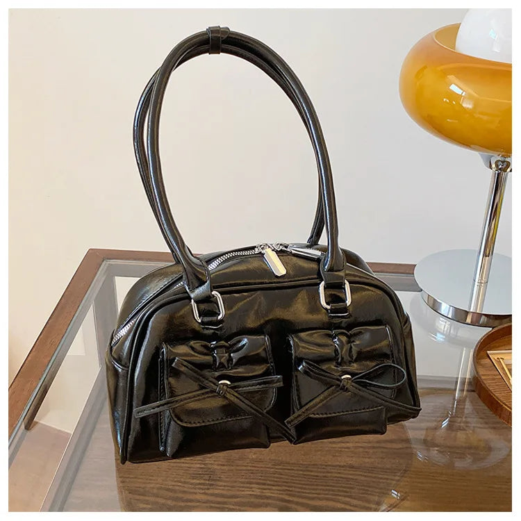 Bolsa Feminina de Ombro em Couro Fashion com Laço