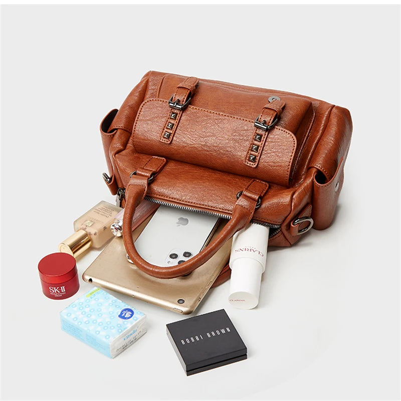 Bolsa Feminina de Ombro em Couro Casual