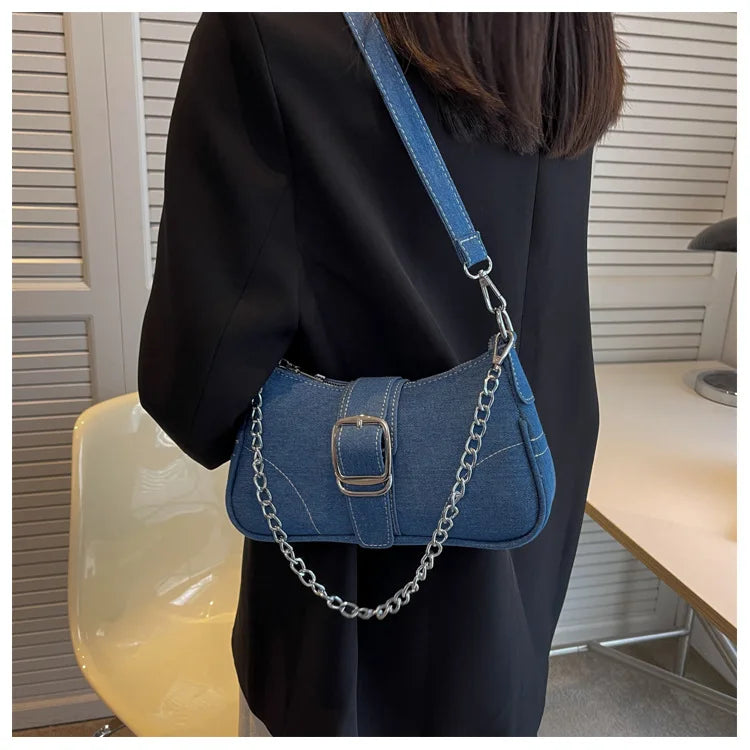 Bolsa Tiracolo Feminina Glamurosa Jeans