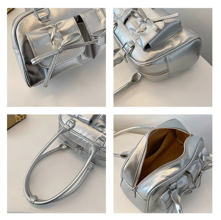 Bolsa Feminina de Ombro em Couro Fashion com Laço